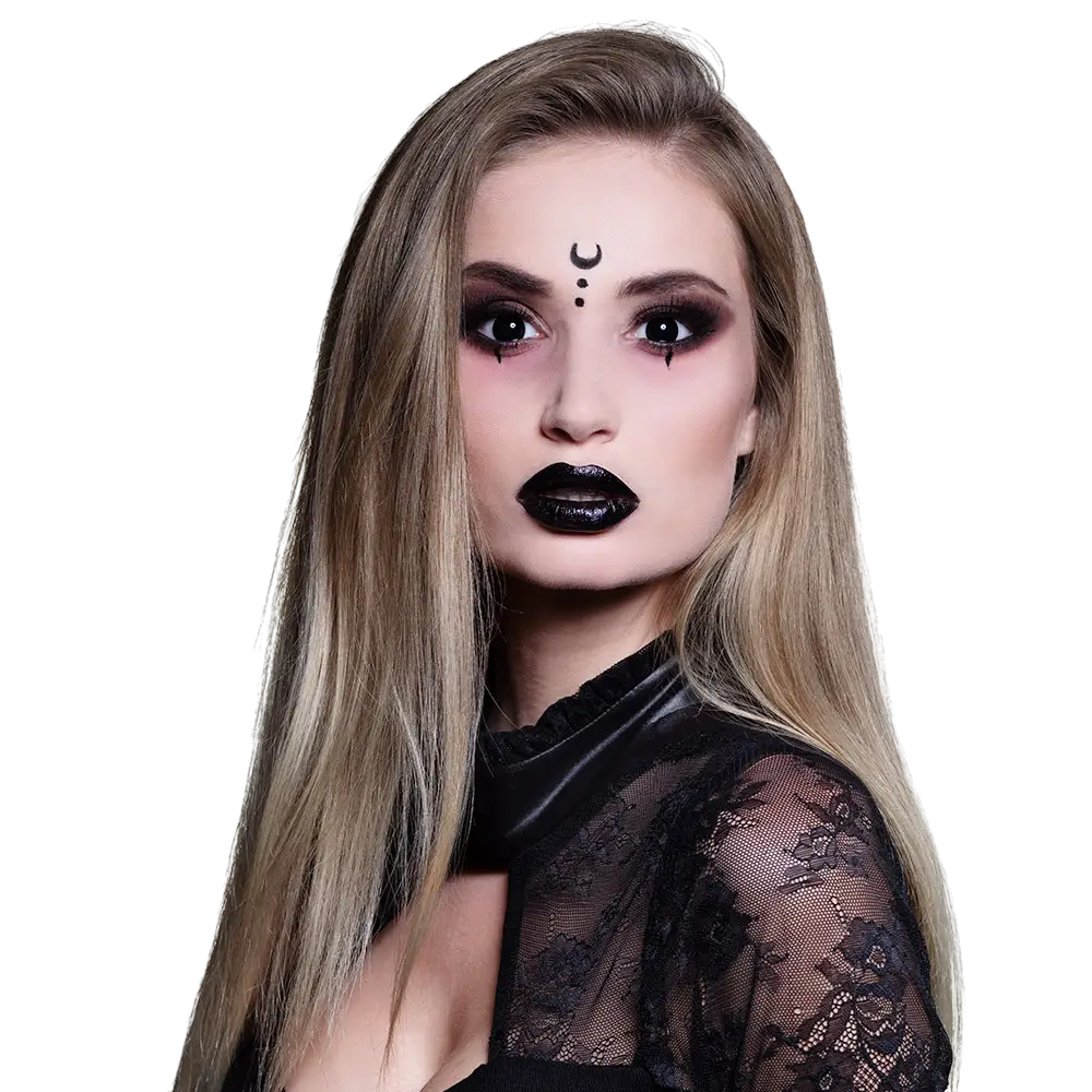 Lentes de contacto «Ojos negros de bruja» – Lentes de contacto de Halloween