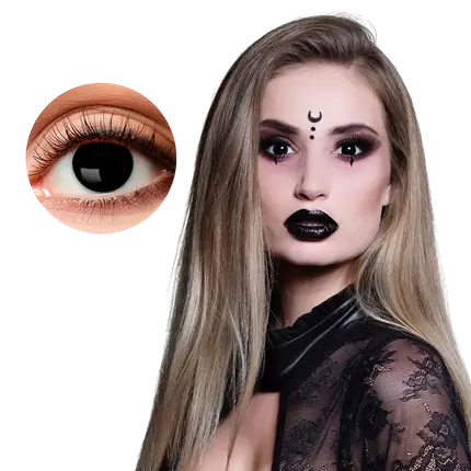 Lentes de contacto «Ojos negros de bruja» – Lentes de contacto de Halloween