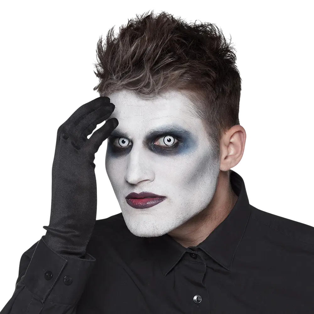 Lentes de contacto blancas con contorno negro «Maniaque» – Lentes de contacto de Halloween