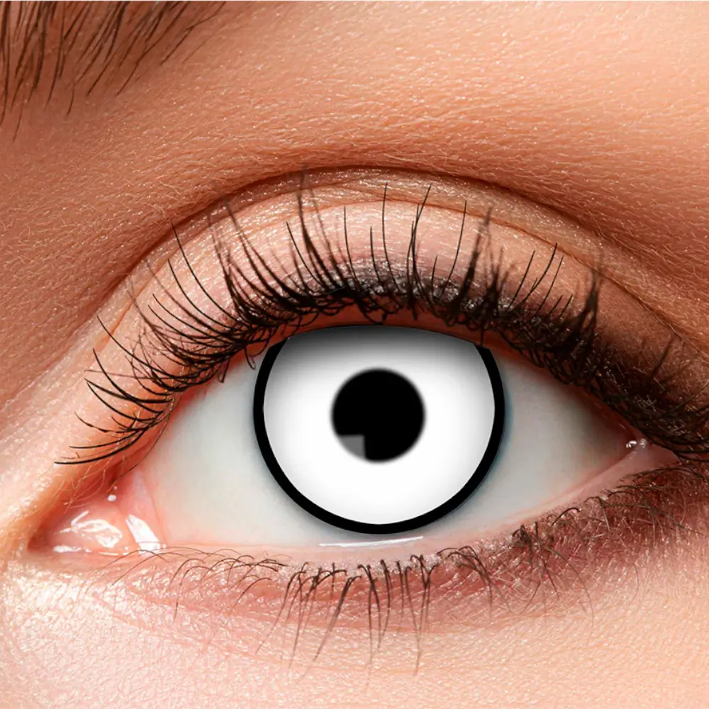 Lentes de contacto blancas con contorno negro «Maniaque» – Lentes de contacto de Halloween