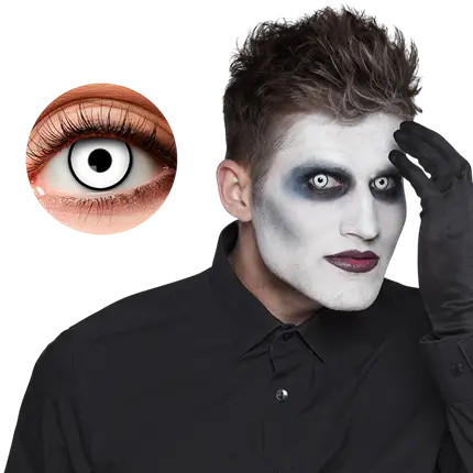 Lentes de contacto blancas con contorno negro «Maniaque» – Lentes de contacto de Halloween