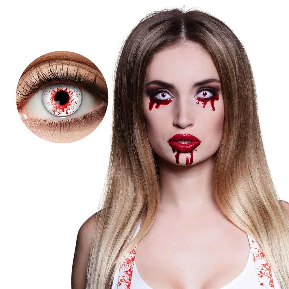 Lentes de contacto «Salpicaduras de sangre» – Lentes de contacto de Halloween