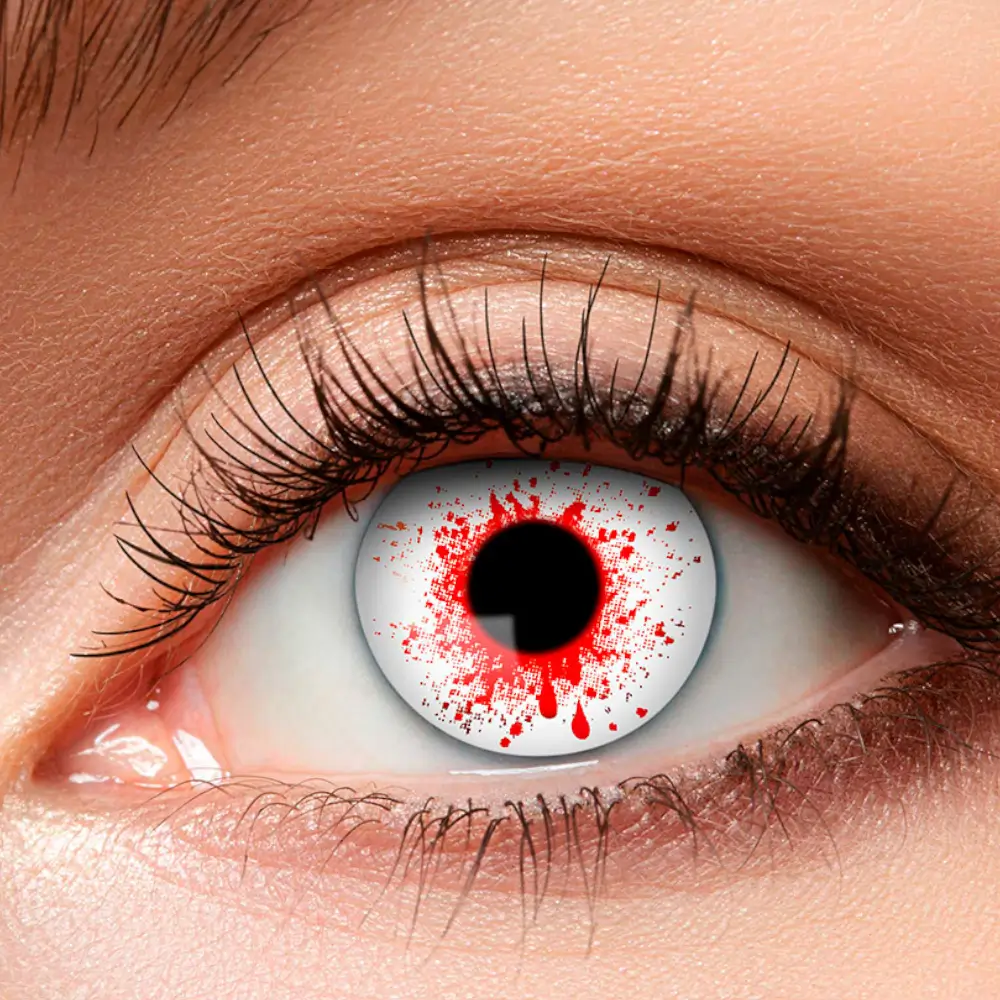 Lentes de contacto «Salpicaduras de sangre» – Lentes de contacto de Halloween