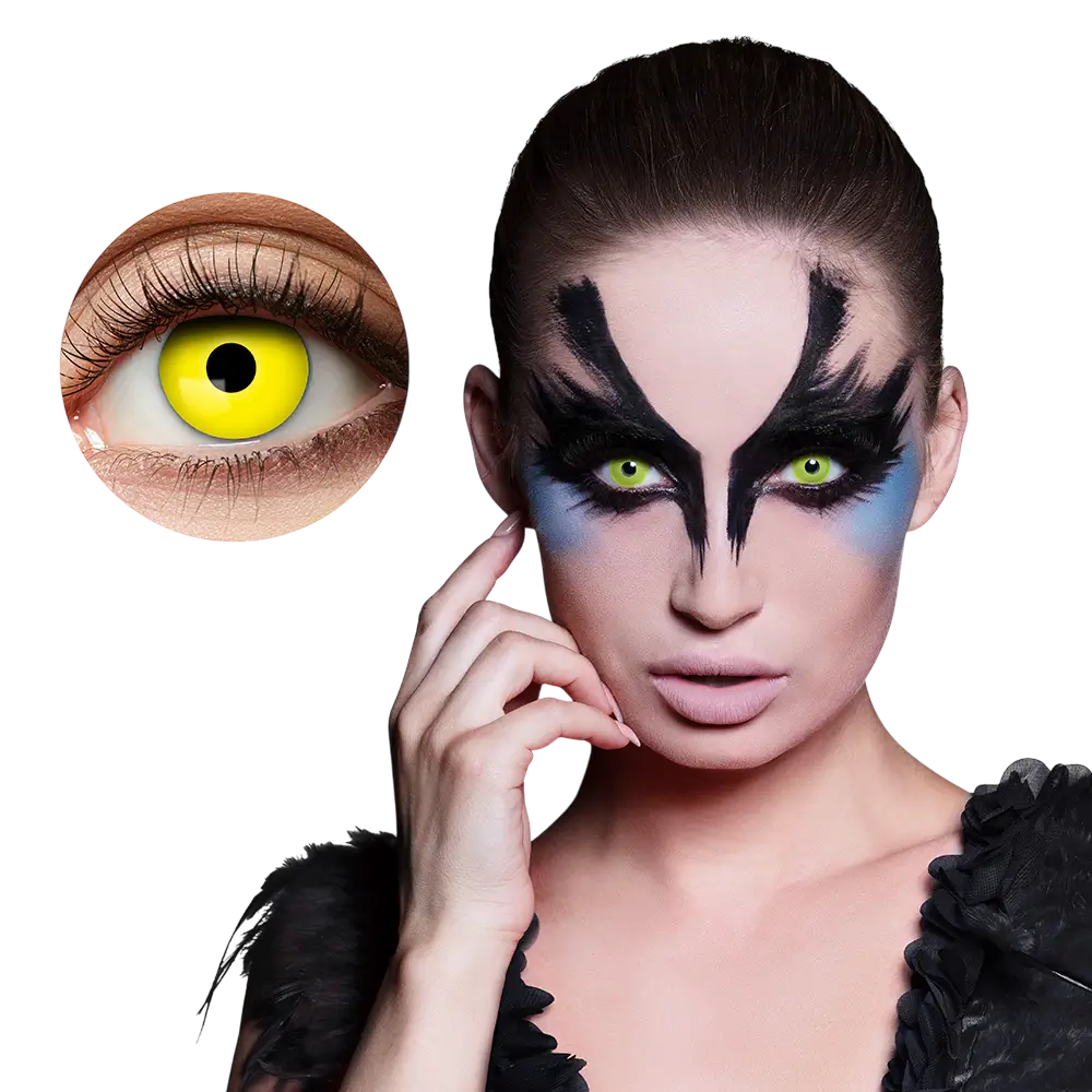 Lentes de contacto «Ojos amarillos de cuervo» – Lentes de contacto de Halloween