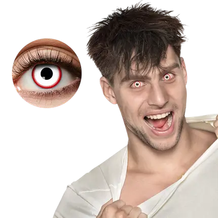 Lentes de contacto blancas con contorno rojo «Zombie» – Lentes de contacto para Halloween