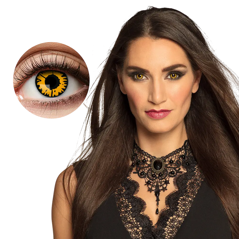 Lentes de contacto amarillas y negras «Twilight» – Lentes de contacto de Halloween