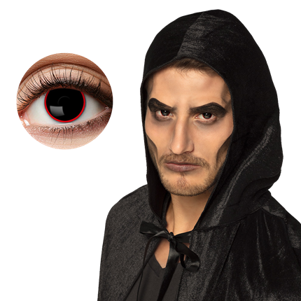 Lentes de contacto negras con contorno rojo «Demonio» – Lentes de contacto de Halloween