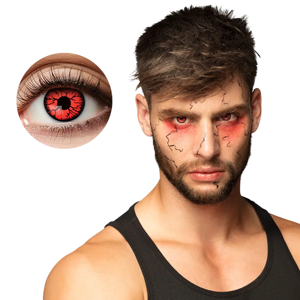 Lentes de contacto rojas agrietadas, negro, zombi, demonio – Lentes de contacto de Halloween