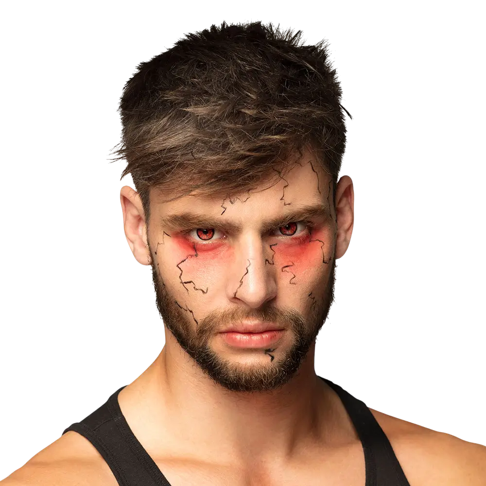 Lentes de contacto rojas agrietadas, negro, zombi, demonio – Lentes de contacto de Halloween