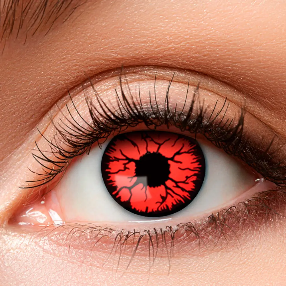 Lentes de contacto rojas agrietadas, negro, zombi, demonio – Lentes de contacto de Halloween