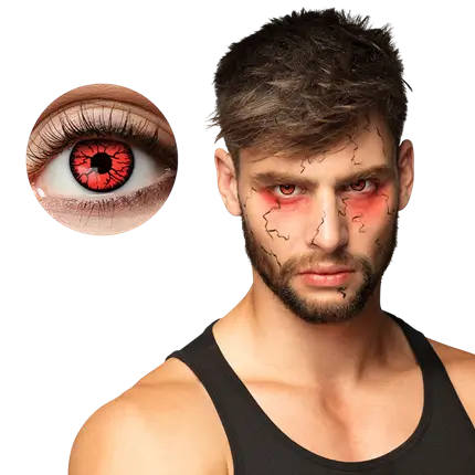 Lentes de contacto rojas agrietadas, negro, zombi, demonio – Lentes de contacto de Halloween
