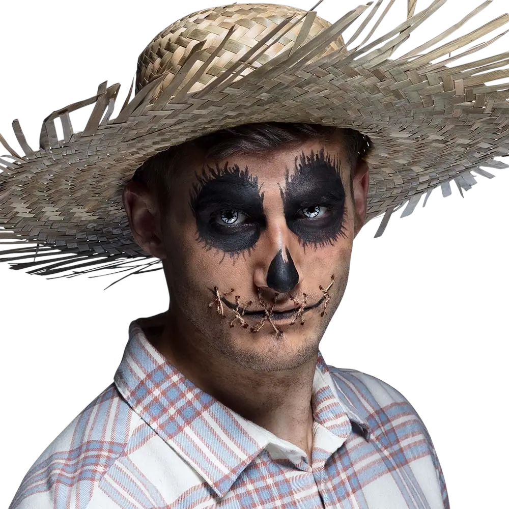 Lentes de contacto blancas agrietadas «Espantapájaros negro» – Lentes de contacto de Halloween
