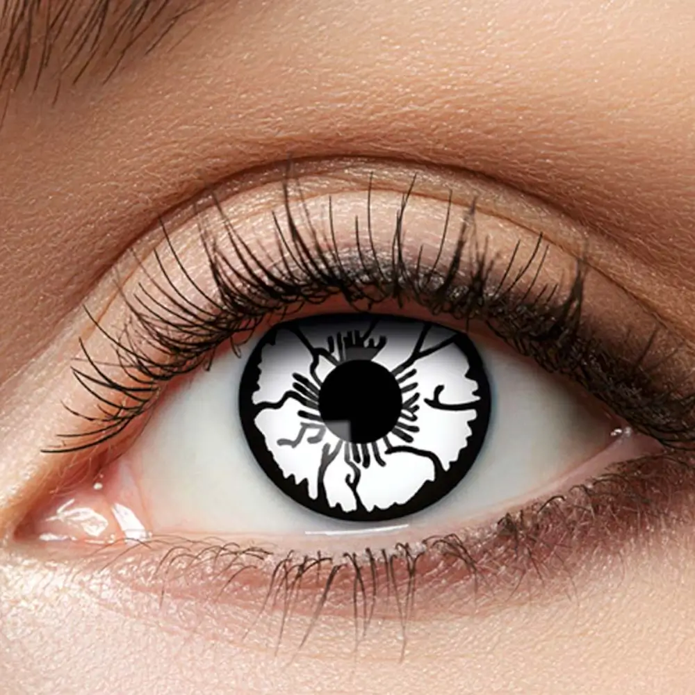 Lentes de contacto blancas agrietadas «Espantapájaros negro» – Lentes de contacto de Halloween