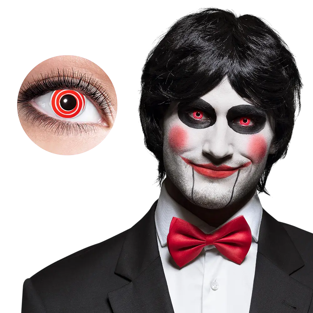 Lentes de contacto «Espiral roja y blanca» – Lentes de contacto de Halloween