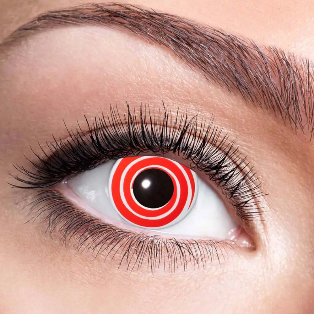 Lentes de contacto «Espiral roja y blanca» – Lentes de contacto de Halloween