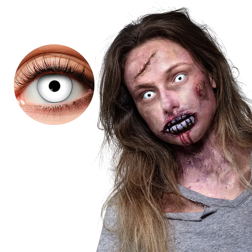 Lentes de contacto «Ojos blancos de zombi» – Lentes de contacto para Halloween