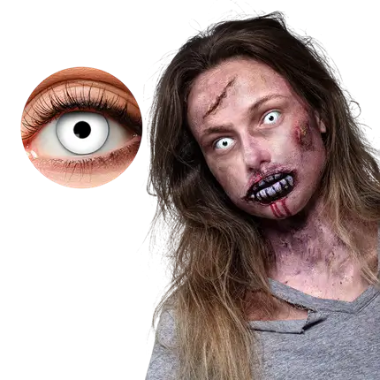 Lentes de contacto «Ojos blancos de zombi» – Lentes de contacto para Halloween