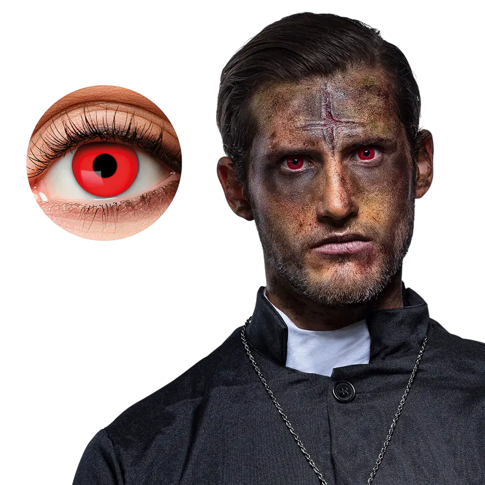 Lentes de contacto de ojos rojos con pupila negra – Lentes de contacto de diablo para Halloween