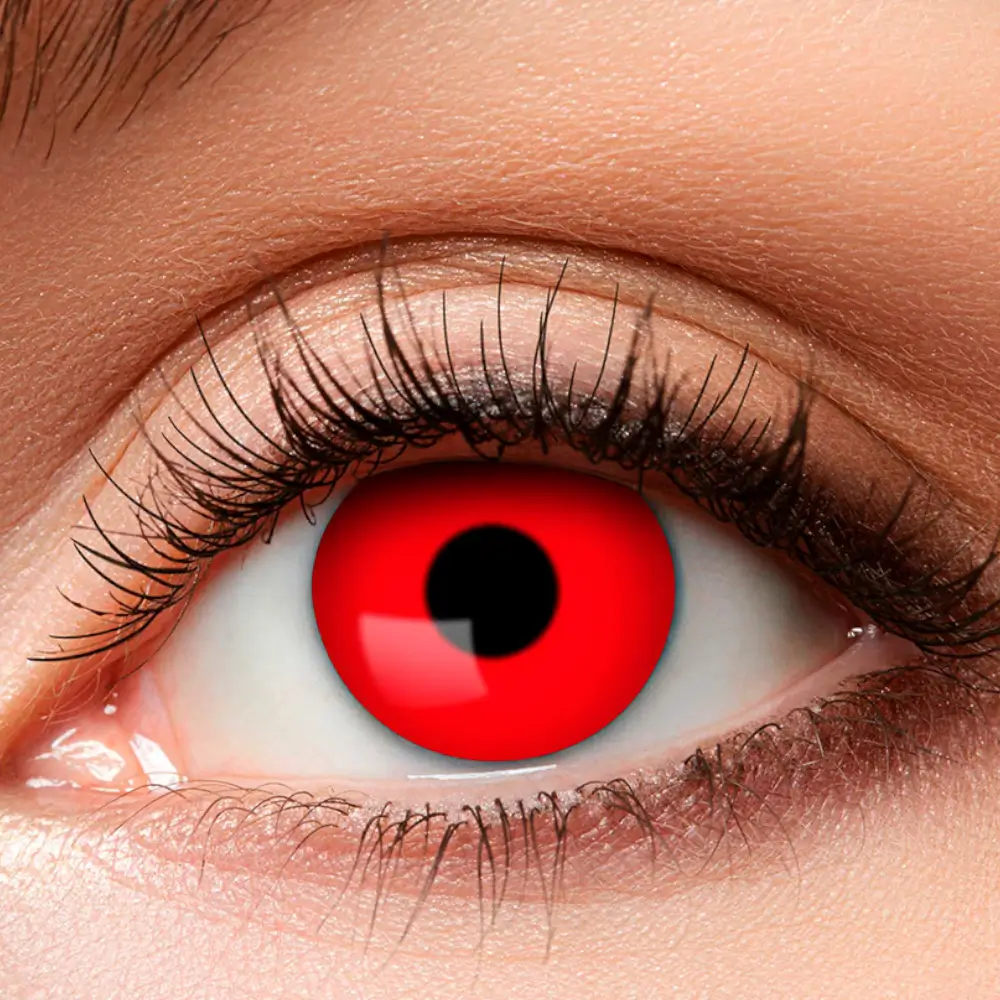Lentes de contacto de ojos rojos con pupila negra – Lentes de contacto de diablo para Halloween