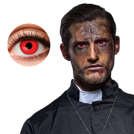 Lentes de contacto de ojos rojos con pupila negra – Lentes de contacto de diablo para Halloween