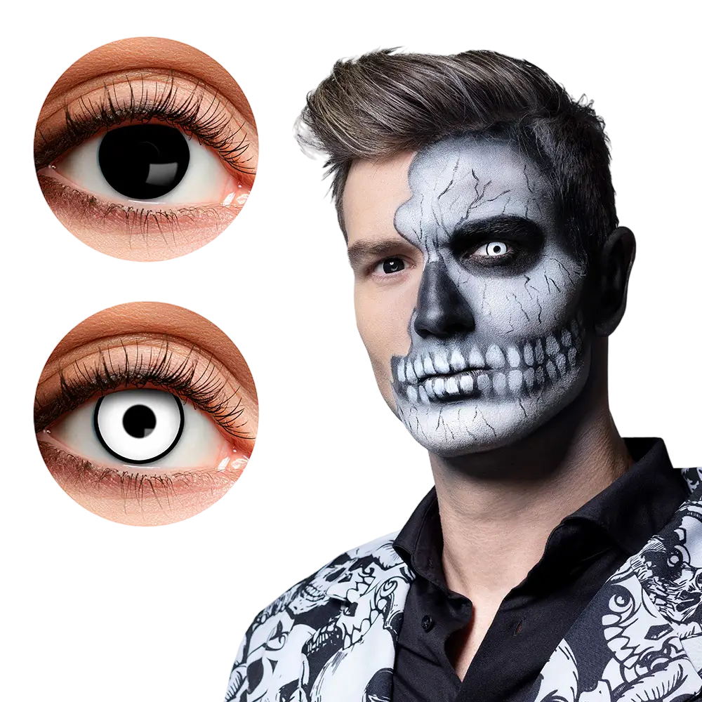 Lentes de contacto Skullface en blanco y negro – Lentes de contacto para Halloween