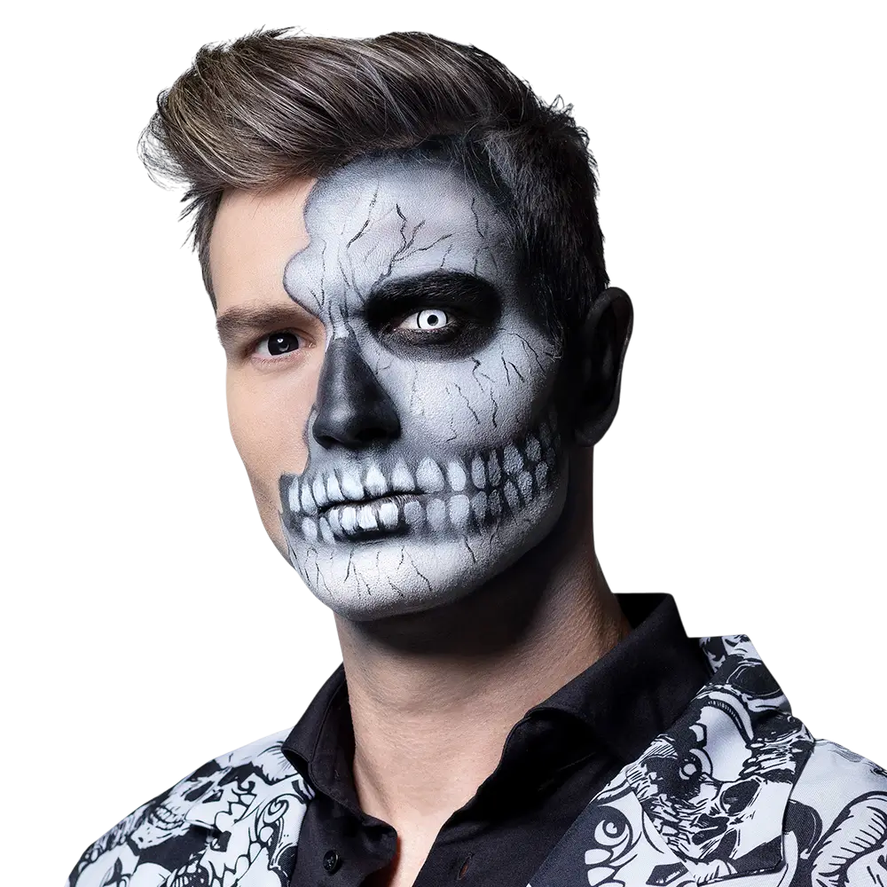 Lentes de contacto Skullface en blanco y negro – Lentes de contacto para Halloween