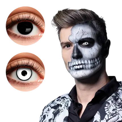 Lentes de contacto Skullface en blanco y negro – Lentes de contacto para Halloween