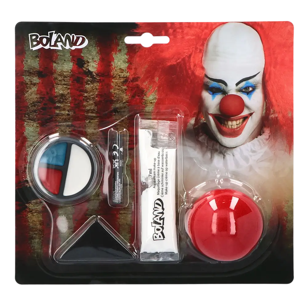 Kit de maquillaje de payaso de terror: nariz, maquillaje y esponja