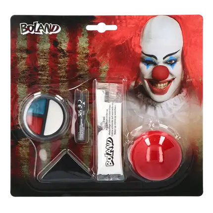 Kit de maquillaje de payaso de terror: nariz, maquillaje y esponja