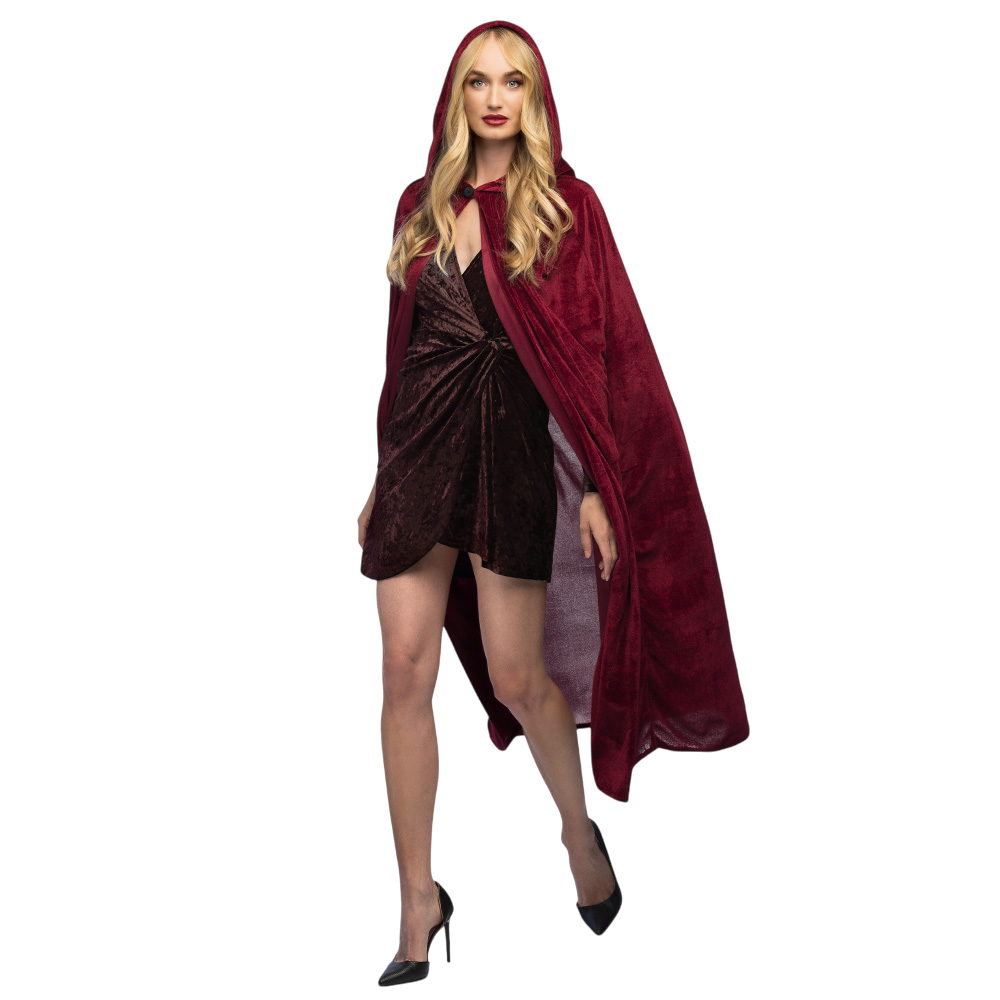 Capa roja de Burdeos, 170 cm – Disfraz de Halloween