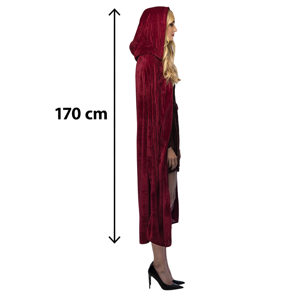 Capa roja de Burdeos, 170 cm – Disfraz de Halloween