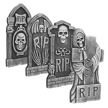 Lote de 4 lápidas «RIP» de 41 x 20 cm – Decoración de Halloween