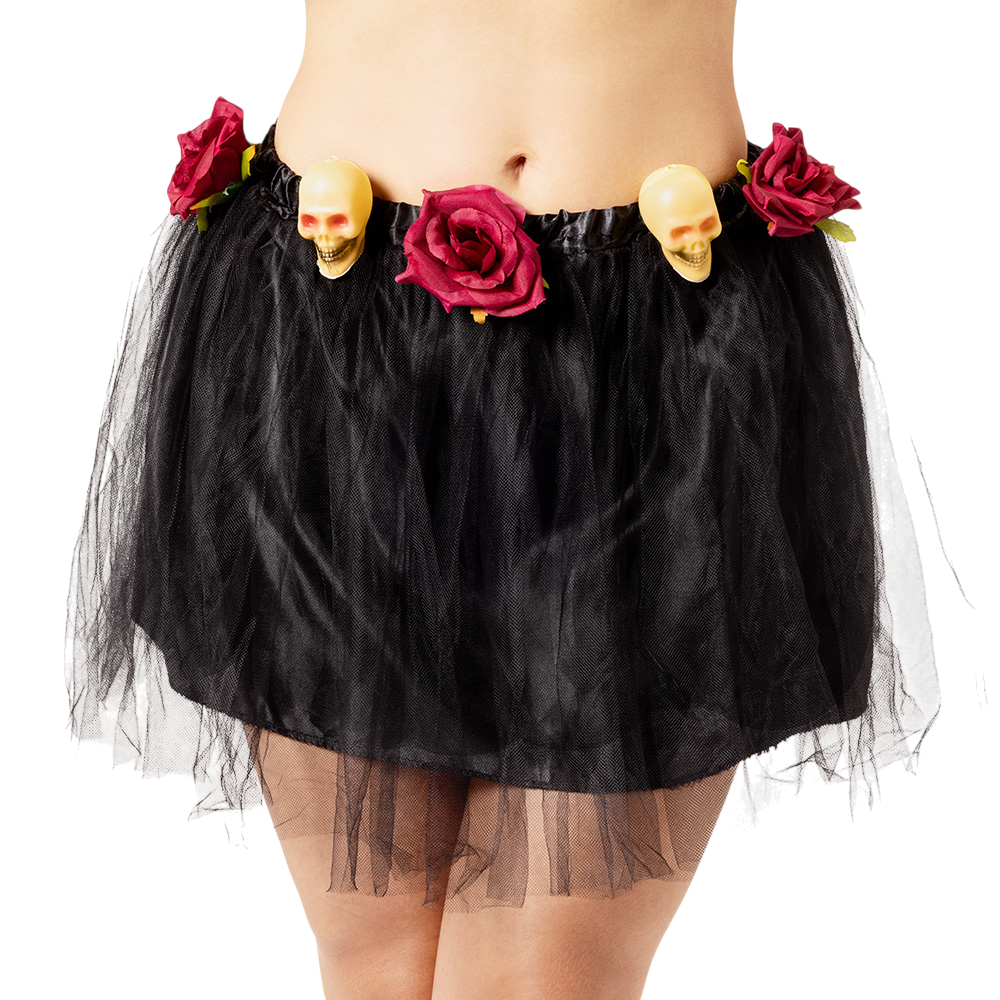 Tutu negro con calaveras del Día de los Muertos