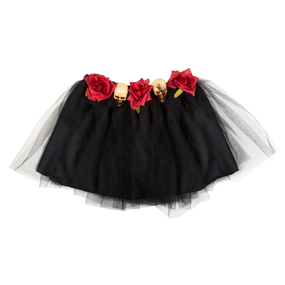 Tutu negro con calaveras del Día de los Muertos