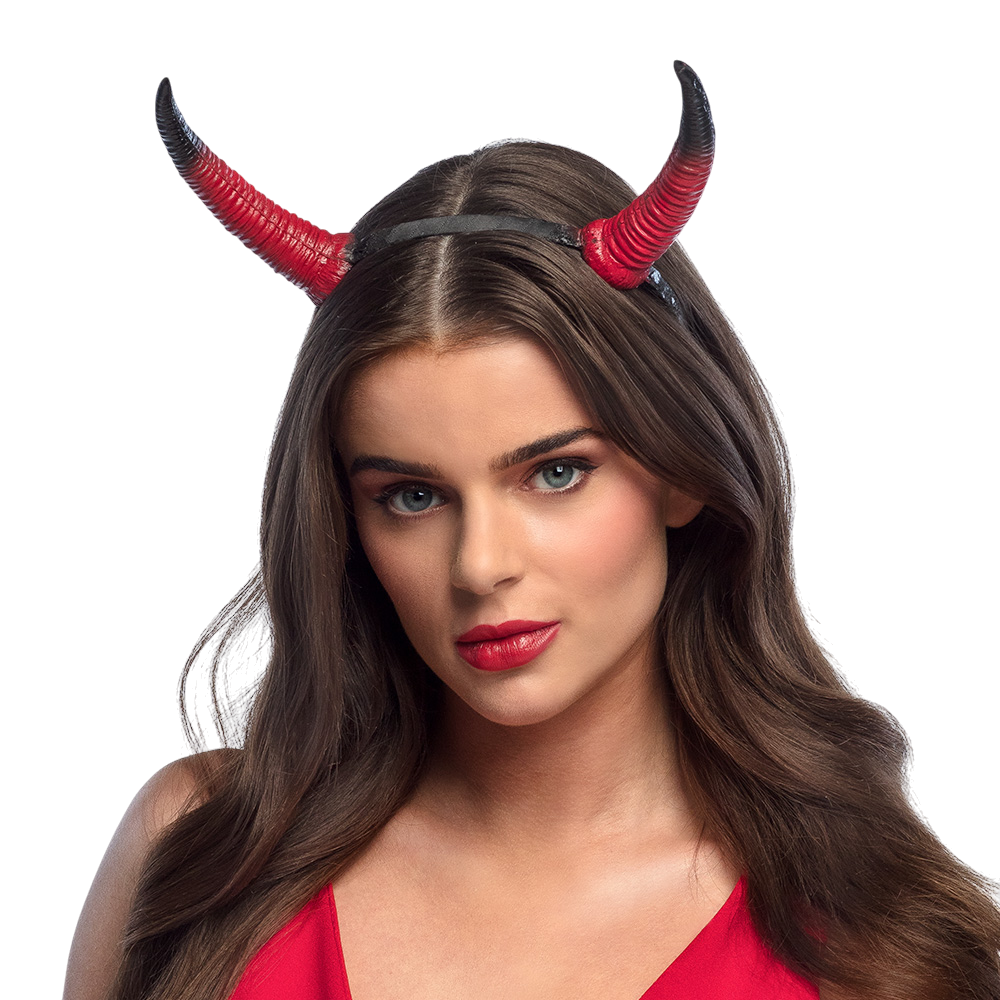 Diadema con cuernos de diablo rojos y negros de espuma – Halloween