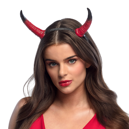 Diadema con cuernos de diablo rojos y negros de espuma – Halloween