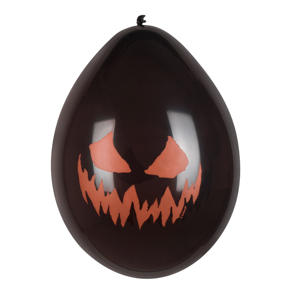 Lote de 6 globos de látex con forma de calabaza terrorífica, Ø 25 cm – Halloween