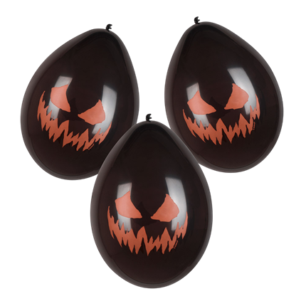 Lote de 6 globos de látex con forma de calabaza terrorífica, Ø 25 cm – Halloween