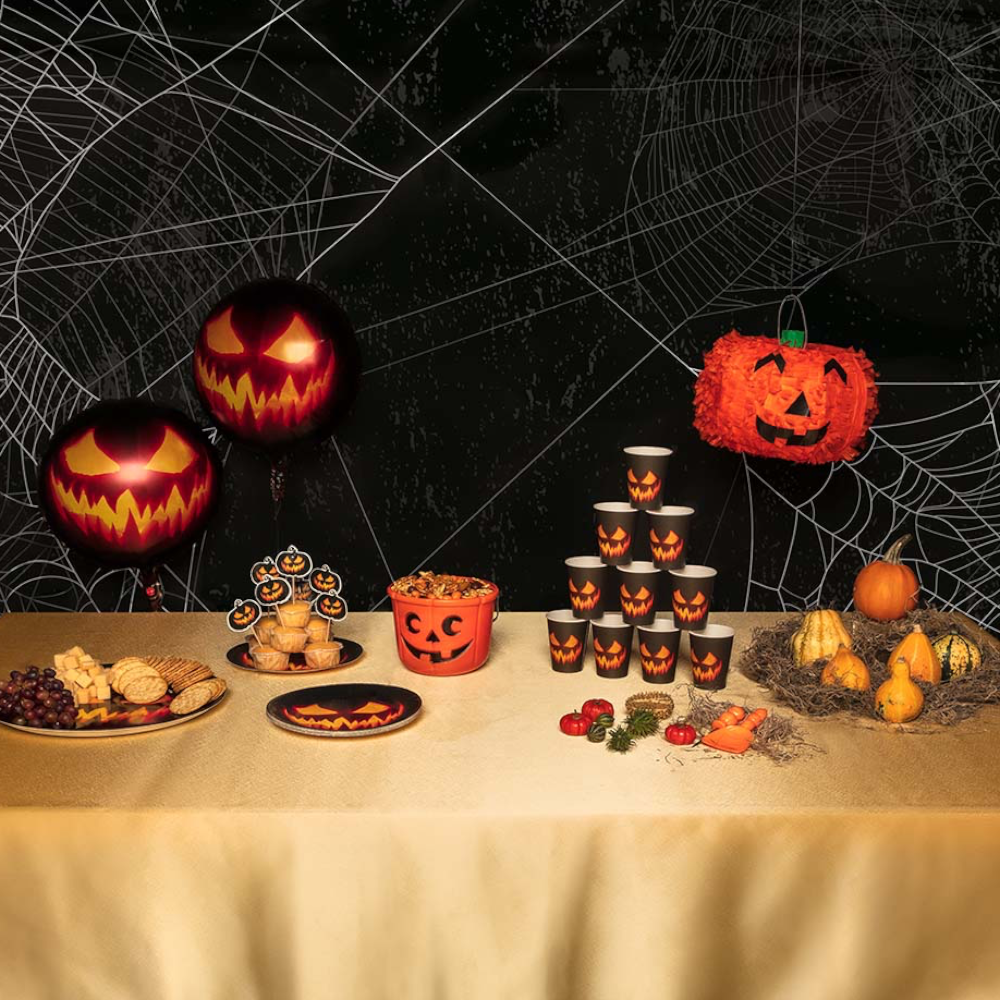 Lote de 10 platos con diseño de calabaza terrorífica, Ø 23 cm – Halloween