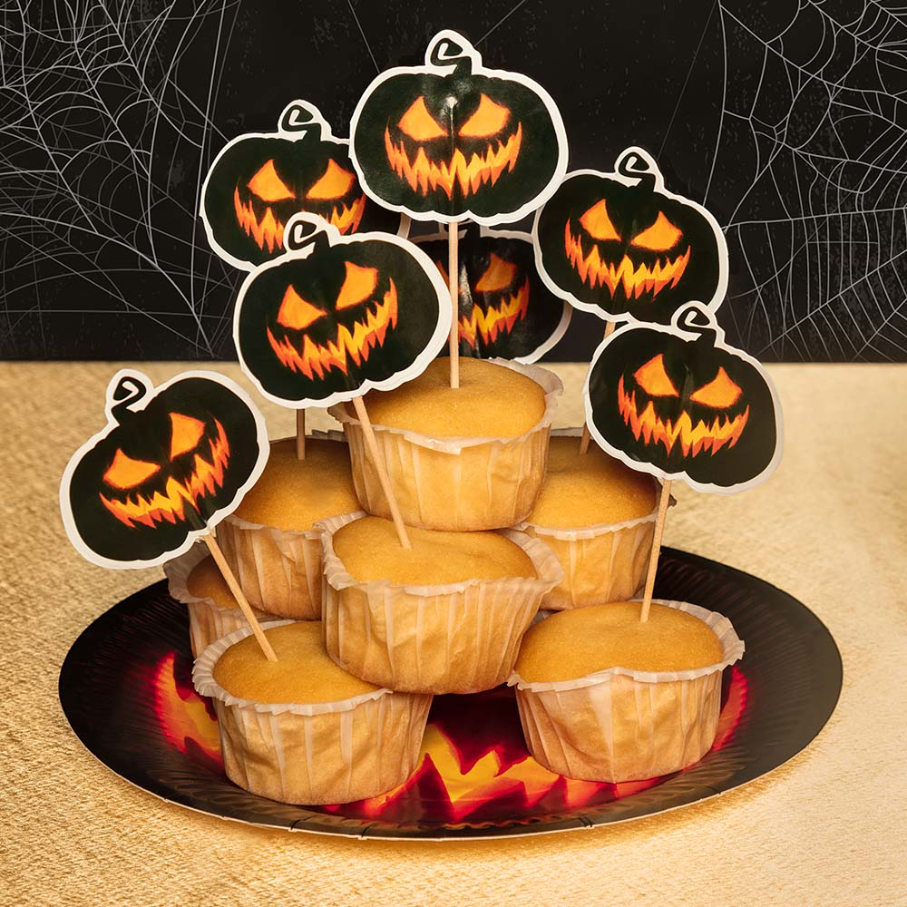 Lote de 10 platos con diseño de calabaza terrorífica, Ø 23 cm – Halloween