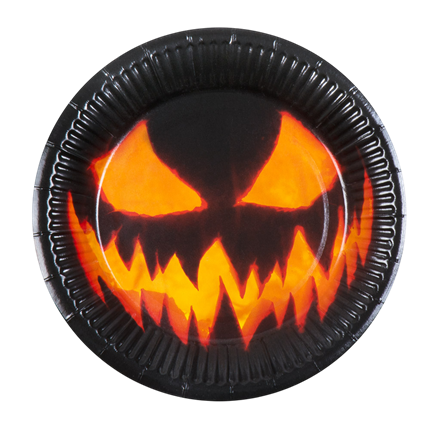 Lote de 10 platos con diseño de calabaza terrorífica, Ø 23 cm – Halloween