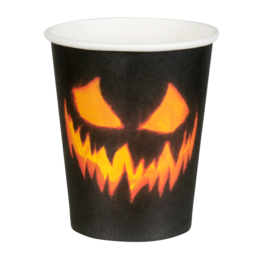 Lote de 10 vasos con diseño de calabaza terrorífica de 25 cl – Halloween