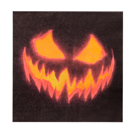 Lote de 20 servilletas con diseño de calabaza terrorífica, 33 x 33 cm – Halloween