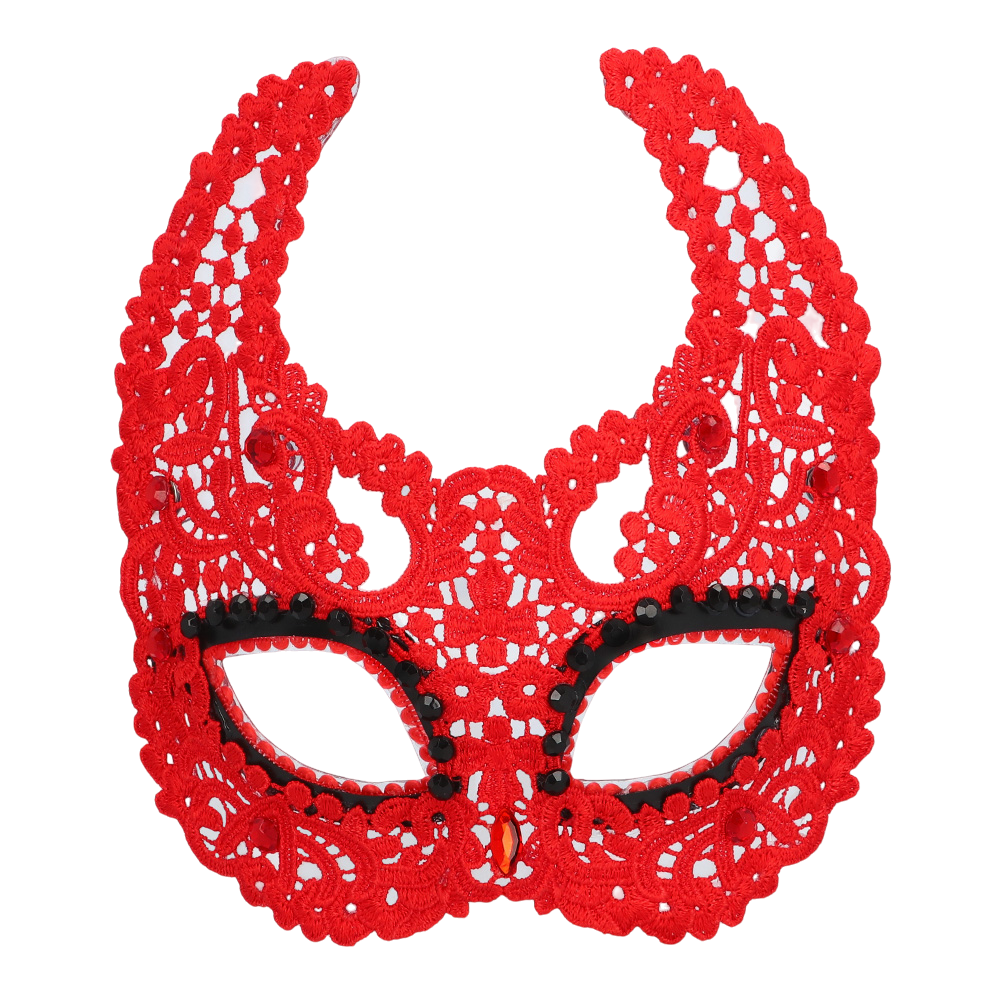 Máscara de lobo demoníaco de encaje rojo – Halloween