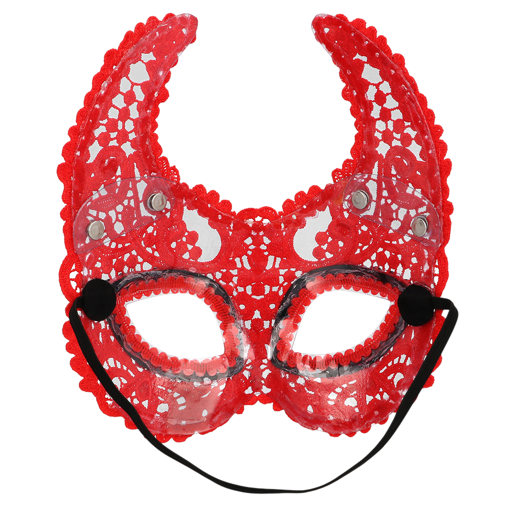 Máscara de lobo demoníaco de encaje rojo – Halloween