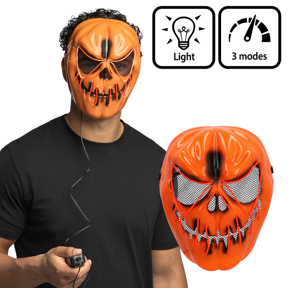 Máscara LED de calabaza terrorífica – Máscara luminosa de Halloween