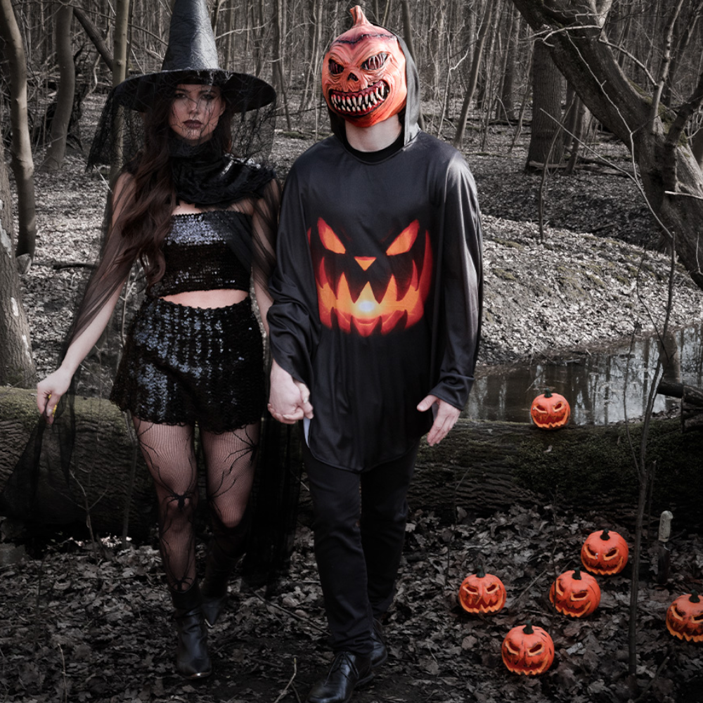 Calabaza de Halloween luminosa con LED, Ø 16 cm – Decoración