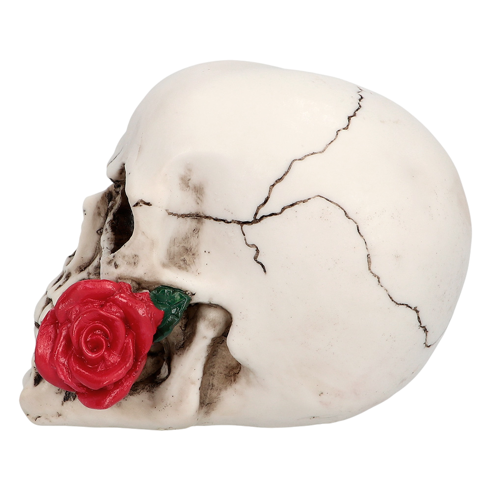 Calavera con flor, 10 x 10,5 x 13 cm – Decoración de Halloween