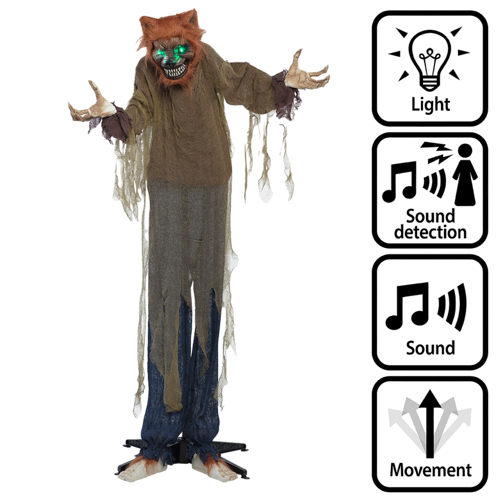 Hombre lobo de tamaño humano, 160 cm – Decoración de Halloween
