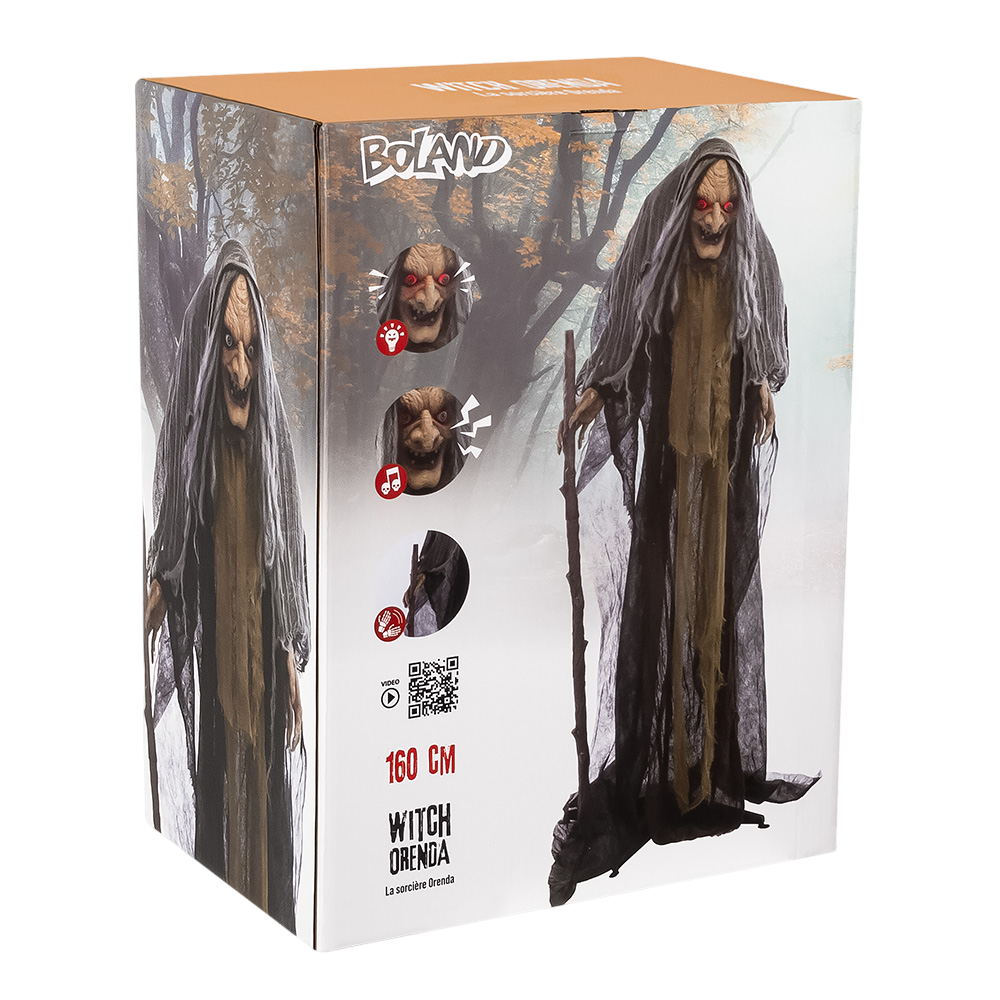 Bruja con bastón, tamaño real (160 cm) – Decoración de Halloween